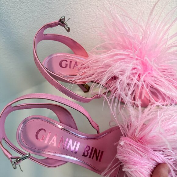 Pink Feathered Gianni Bini Heels - Picture 2 of 4